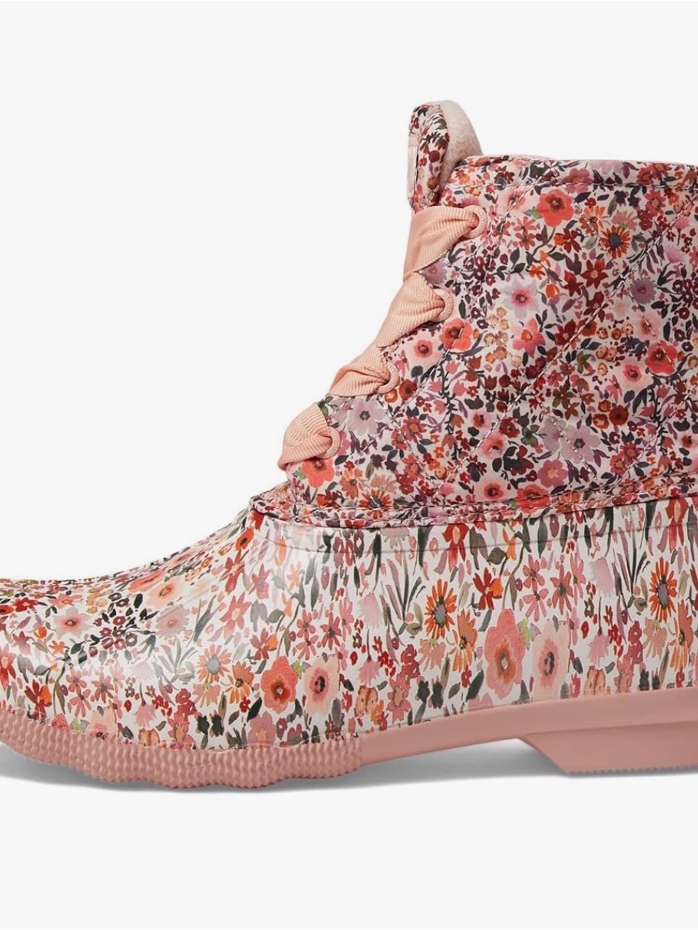 Sperry Pink Floral Lace-Up Rain Boot